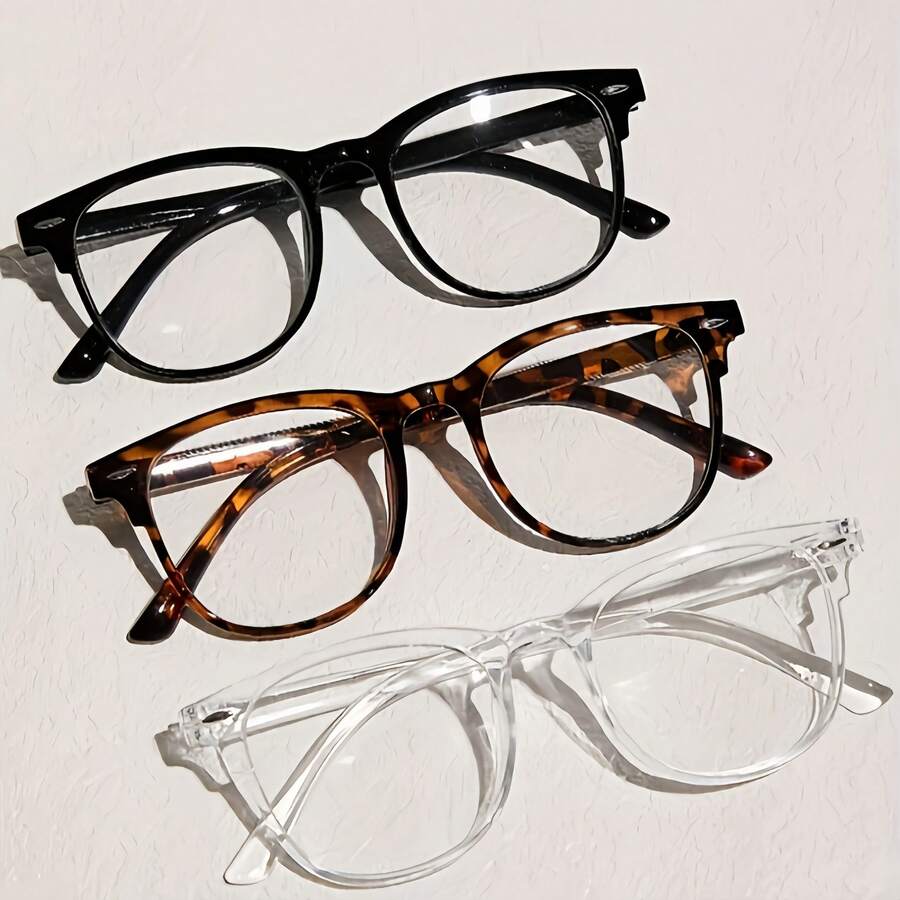 Neutral Casual Retro Geometric Fashion Flat Mirror, Clear Transparent Lens Fashion Glasses, Suitable For Various Clothing, Street Styles, Travel, And Beaches - Nhiều màu - Xem 1