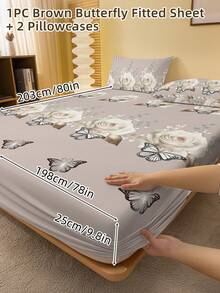 2/3 Pcs Printed Fitted Sheet Set, Bedding, Bed Sheet Set, Soft And Comfortable Bedding, Room Decor, Mother's Day Decor, Skin-Friendly Bed Cover Set For All Season, Domitory Bedding Set, Mattress Protector For Bedroom, Mother's Day Gift, Fits For Twin Full King Queen Size Bed, 1 Fitted Sheet And 2 Pillowcases, Back School Bedding, Machine Washable - 彩色 - 查看 12