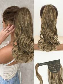 Easy-To-Use 14" Wavy Ponytail Extension- Natural Curly Synthetic Hairpiece For Women, Lightweight& Secure Clip-In Design - Multicolor - View 12