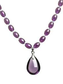 1 pieza Collar con colgante de lágrima de amatista clásico, cadena de clavícula, regalo de cumpleaños/festividad, pequeño regalo para transmisión en vivo en línea - Multicolor - Ver 8