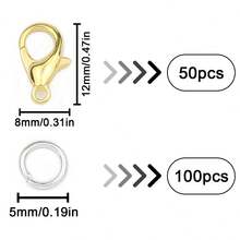 Hộp 150 móc khóa và đầu nối trang sức tự làm, 50 móc khóa hợp kim hình tôm hùm và 100 vòng nhảy, thích hợp cho đồ thủ công đính hạt, móc chìa khóa, đầu nối đệm, vòng cổ hở, khuyên tai, đầu nối vòng tay, đầu nối mắt cá chân, đầu nối mắt xích hở, đầu nối dây đeo điện thoại, đầu nối dây đeo túi - tự làm lấy - Xem 3