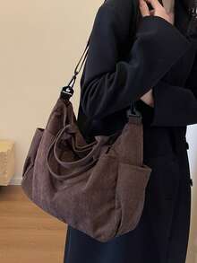 New Fashion Classic College Style Casual Large Capacity Multi-Pocket Shoulder Bag, Especially Warm. Particularly Suitable For Campus, Office, Daily Matching, Dates, Shopping, Outings, Gifts And Other Occasions. - Coffee Brown - View 6