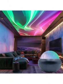 1pc Aurora Projection Floor Lamp, Remote Control, Multi-Color Switching, Suitable For Indoor Space Wall Decor, Perfect Gift For Couples, Family And Friends. Easter Gift - Multicolor - View 8
