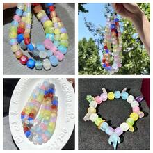 10 件 12 毫米彩色亚克力立方体珠子,适用于制作珠宝、串珠手链、项链、装饰材料。适合初始主题 - 閃亮新款壓克力方形珠子表面可變色 - 查看 3