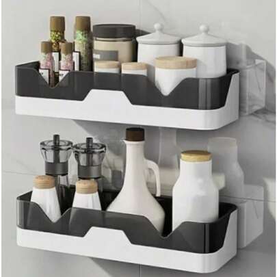 Bathroom Shower Rack, With Strong Adhesive, Wall-Mounted Toiletries Storage Rack, Easy To Install, Space-Saving, Suitable For Shower Storage Rack In Small Bathrooms