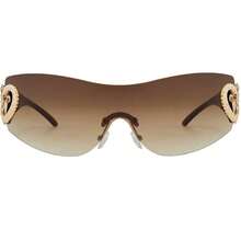 1-Piece Large-Frame Women's Multi-Color Y2K Fashion Sunglasses, Sporty Sunglasses, Fashion Sunglasses With Bohemian Style, Suitable For Parties And Summer Travel, Beach Accessories, Christmas Gifts. - 棕色 - 查看 2