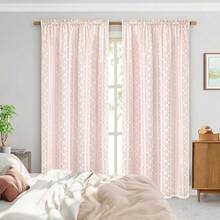 Linen Pink Curtains For Bedroom, Double Layered Curtain 84 Inch Length 2 Panels Set, Farmhouse Rod Pocket Curtains & Drapes With Tiebacks, Light Filtering Curtain For Living Room, 52 X 84 Inch - 粉紅52寬x84公升2包 - 查看 8