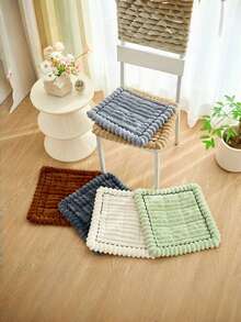 1 件厚毛绒椅垫，扇形边缘装饰座垫，家居装饰，适用于餐椅、电脑椅、办公椅座垫椅枕靠垫游戏椅 - 彩色 - 查看 1