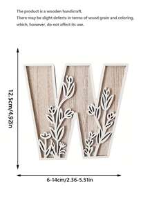 1 Pc Floral Wooden Letters Decor , Wood Alphabet With White Flower Patterns, 26 Letter Custom Name Decoration, Home Decor For Living Room, Bedroom, Entryway, Nursery, Wedding, Party Decoration