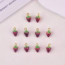 10入組時尚3D西瓜、草莓、檸檬、蘋果、桃子形合金滴油DIY珠寶吊墜，可用於女士耳環和項鍊飾品裝飾