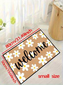 1 pieza Felpudo de bienvenida con diseño de flor blanca simple, estilo rústico, lavable a máquina de fibra de poliéster, adecuado para sala de estar, cocina, dormitorio, entrada, decoración del hogar, decoración de la habitación, todo el año - Blanco - View 8