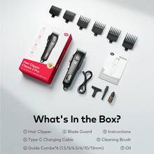 itel IHC-33Pro 金色刀片理发器，锋利刀片，智能数字显示屏，低噪音强劲电机，4-5 小时持久电池寿命（1 * 理发器，6 * 导梳（1.5/3/4.5/6/10/13mm），1 * 刀片盖，1 * 油，1 * 清洁刷，1 * USB 数据线） - 黑色 - 查看 11