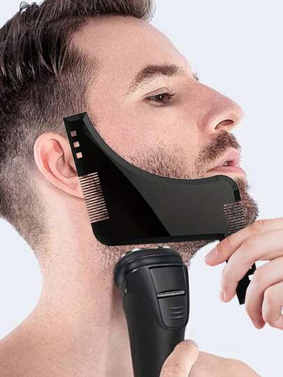 2pcs Beard Shaping & Styling Tool With Inbuilt Comb, Perfect For Line Up & Edging, Use With Beard Trimmer Or Razor Beard Shaping Tool With Template And Edger For Symmetric Jaw, Cheek And Neck Lines