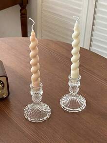 1pc/2pcs Conical Glass Candle Holder, Fits 0.8" Candles, 4" High Glass Decorative Stand, Center Piece Decor For Dining Table, Wedding, Restaurant, Party - Multicolor - View 4