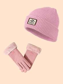 Zestaw 2 szt.: ciepła dzianinowa czapka + wiatroszczelne rękawiczki z funkcją obsługi ekranu dotykowego, odpowiednie do biegania, na uczelnię, na spotkania świąteczne, wygodna podszewka zapewniająca całodzienne noszenie, pasujące do różnych strojów, idealne na zimne dni, na narty i na co dzień, unisex, 4 modne, jednolite kolory dla mężczyzn i kobiet - Wielokolorowe - Zobacz 4