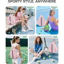 Tennis Bag Water Resit Tennis Backpack For Women Men Quilted Crossbody Sling Design For Tennis Pickleball Badminton Rackets - Pink - View 7