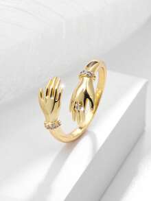 1pc Fashionable Embrace With Both Hands Ring For Women Wear Suitable As A Gift For Friends