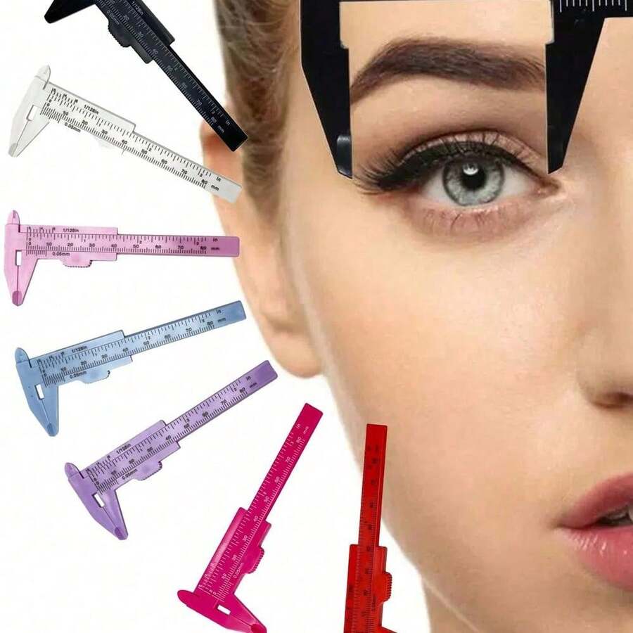Portable 80mm Plastic Eyebrow Measuring Vernier Caliper Tattoo Microblading Caliper Ruler Permanent Makeup Measurement Tools - màu đen - Xem 1
