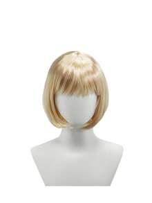 派对道具彩色短直波波头假发，趣味新奇，附赠无框心形太阳镜和发网