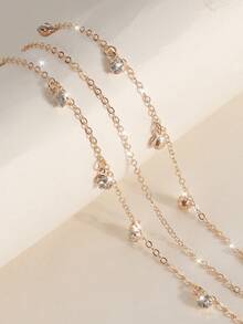 1 chiếc phụ kiện đội đầu cô dâu tối giản với tua rua vàng và mặt dây chuyền đính đá, phụ kiện trang sức cho các lễ hội và đám cưới, phụ kiện ngày Valentine. - Vàng - Xem 4