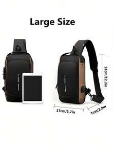 男士牛津纹理斜挎包带密码锁 - 时尚摩托车斜挎包带手机袋，拉链开合适合日常通勤，防盗斜挎胸包 - 休闲运动旅行斜挎包带可调节肩带，多口袋腰包，适合户外旅行、婚礼、复活节，是送给父亲、丈夫、男朋友和老师的完美礼物