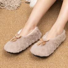 Women's Thick Non-Slip Warm Soft Bottom Indoor Floor Leg Warmers, Suitable For Early Childhood Education, Yoga, With Bow Decor, Autumn/Winter