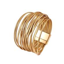 سوار متعدد الطبقات من جلد البولي يوريثان بطراز بوهيمي للنساء، يناسب مختلف الملابس