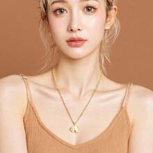 dollrinboy 1pc 14K Gold Plated Elephant Pendant Necklace For Women With 3mm Stainless Steel Figaro Chain Necklace - Elephant - View 4