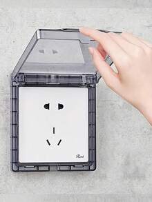 Caja de conexiones eléctrica transparente y resistente al agua, cubierta impermeable autoadhesiva transparente para toma de corriente y protección contra salpicaduras, compartimento de plástico transparente para gestión de cables, sin batería requerida, accesorio eléctrico para exteriores | Diseño de tapa transparente