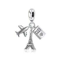 1pc Classic Architectural Series, Heart-Shaped Beads, Cross-Shaped Beads, House, Eiffel Tower, Statue Of Liberty, Roman Colosseum, Arc De Triomphe, Big Ben Pendant Charm Beads For Bracelets DIY Women's Jewelry - Silver - View 23