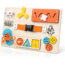 Montessori Busy Board For Toddlers, 9-In-1 Wooden Sensory Toys For Fine Motor Skills, Educational Activity Board For Preschool Learning, Travel Toys Gift For Boys Girls 3 4 5