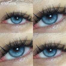 EYESHARE 2 Pieces/Pair Fashion Colored Contact Lenses For Blue Eyes Green Contact Lenses For Brown Eyes Yearly Use Makeup Lenses,14.2mm - No Power - 藍色 - 查看 8