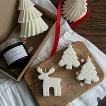 2 pièces Moule de bougie en forme d'arbre de Noël et de renne, fournitures artisanales pour la fabrication de bougies, moules de décoration pour la maison pour la cire, la résine, le plâtre, le silicone