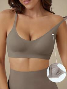 Anewsta Women Solid Seamless Bra Casual Underwear