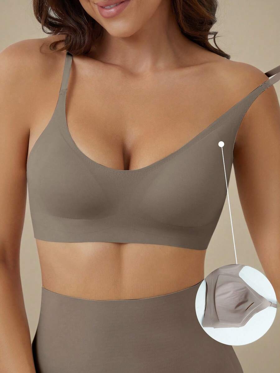Anewsta Women Solid Seamless Bra Casual Underwear