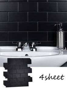 4/10/20 片装厨房防溅板 3D 亮面地铁砖自粘墙贴