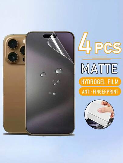 4 Pcs Anti-Fingerprint Matte Soft Hydrogel Film Compatible With IPhone 17 Pro Max Air 16 16e 15 14 13 12 11 Pro Max Plus Screen Protector Compatible With IPhone X Xs Max XR [Not - Glass]