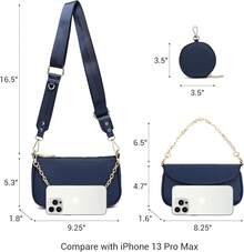 Multi Pochette Crossbody Bags For Women PU Leather Shoulder Handbag 3pcs Set-2025 - 深藍色 - 查看 6