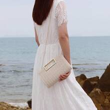 Straw Clutch Top Handbags Raffia Bag Purse Woven Tote CrossBag Women Beach Summer Travel 2025 - 白色 - 查看 6