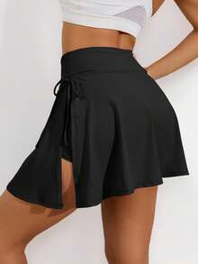 Falda pantalón deportiva con abertura lateral y cordón, falda de tenis, falda deportiva