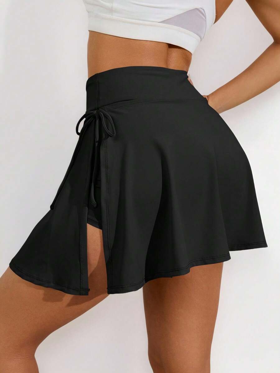 Falda pantalón deportiva con abertura lateral y cordón, falda de tenis, falda deportiva