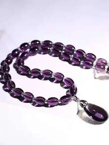 1 pieza Collar con colgante de lágrima de amatista clásico, cadena de clavícula, regalo de cumpleaños/festividad, pequeño regalo para transmisión en vivo en línea - Multicolor - Ver 3