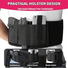Neoprene Belly Band Holster Concealed Carry With Magazine Pocket/Pouch & 2 Elastic Straps For Women Men Compatible , Ruger LCP, M&P Shield, Sig Sauer, Ruger, Kahr, Beretta, 1911, Etc - màu đen - Xem 4
