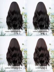 alicegarden 1 Synthetic Heat-Resistant Wig With Bangs, Black Long Rolled Wig, 28 Feet Long, Made Of Fiber, Suitable For Daily Use, Natural Simulation Wig