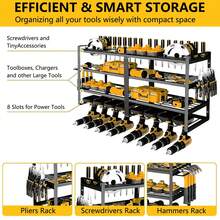 Power Tool Organizer For Tool Storage, Drill Holder Wall Mount With Charging Station, Tool Holder And Storage Rack For Garage Organization, Heavy Duty Metal Tool Shelf With Battery Holder - Black Three-tier Storage Rack - View 2