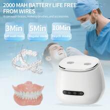 Máy làm sạch răng giả siêu âm, Máy làm sạch siêu âm 48kHz, Hẹn giờ kỹ thuật số 3 chế độ, Máy làm sạch siêu âm cọ trang điểm, Pin sạc - Cấp nguồn qua USB để làm sạch đồ trang sức và đồ trang trí, cọ trang điểm, v.v. | Dễ dàng sử dụng tại nhà - Nhiều màu - Xem 8