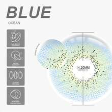 EYESHARE 1 Pair Ocean Series Colored Contact Lenses, Blue/Gray Beautiful Pupils Brown Eyes Green Makeup Yearly Use Cosmetic Eye Beauty,14.2mm - Non-Prescription - OCEAN-BLUE - 查看 3