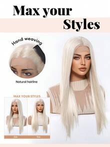 Perucă lungă și dreaptă din dantelă HD 13*3.5, multicoloră, perucă feminină de 22 de inci, sintetică, rezistentă la căldură, perfectă pentru eleganță și naturalețe, pentru petreceri de călătorie, cosplay, festivaluri de muzică, cadouri de zi cu zi, gata de purtat, cadoul perfect de sărbători pentru fete, o perucă de Halloween