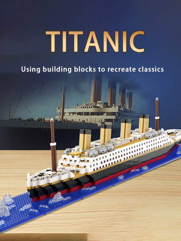 Children's Interesting Luxury Ship Micro Particle Assembly Building Block Toy Set, High Difficulty Desktop Decoration, Holiday Gift
