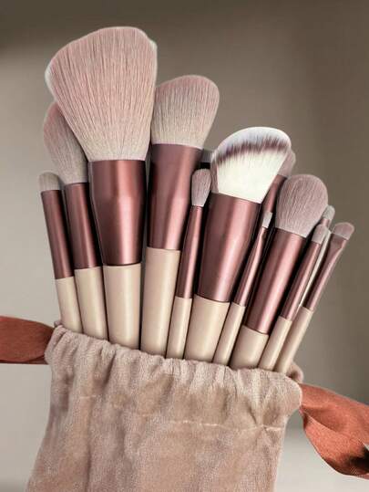 Set di 13 pennelli per trucco Sijiqing, pratico pennello per blush, pennello per ombretto, set completo di strumenti di bellezza, set di pennelli professionali per trucco, set di pennelli per trucco da donna, adatto per principianti
